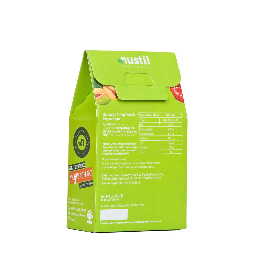 NUSTİL Glutensiz Antep Fıstıklı Meyve Topları 90g