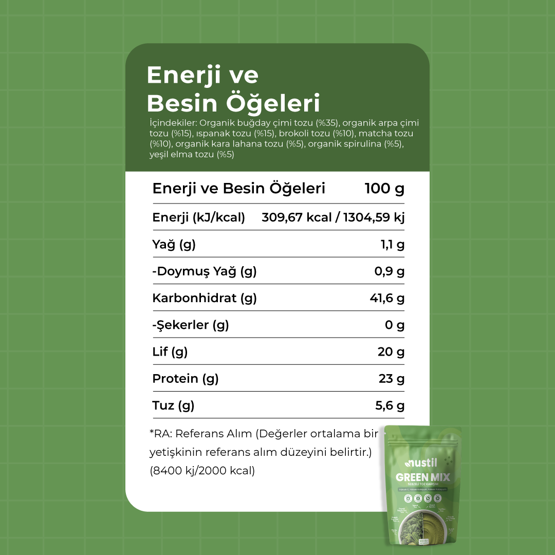 NUSTİL Green Mix Sebzeli Toz Karışım 100g