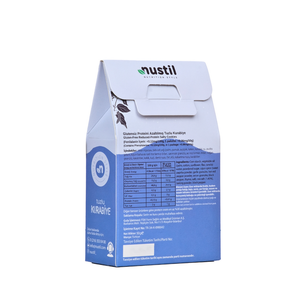 NUSTİL Proteini Azaltılmış Tuzlu Kurabiye 50g