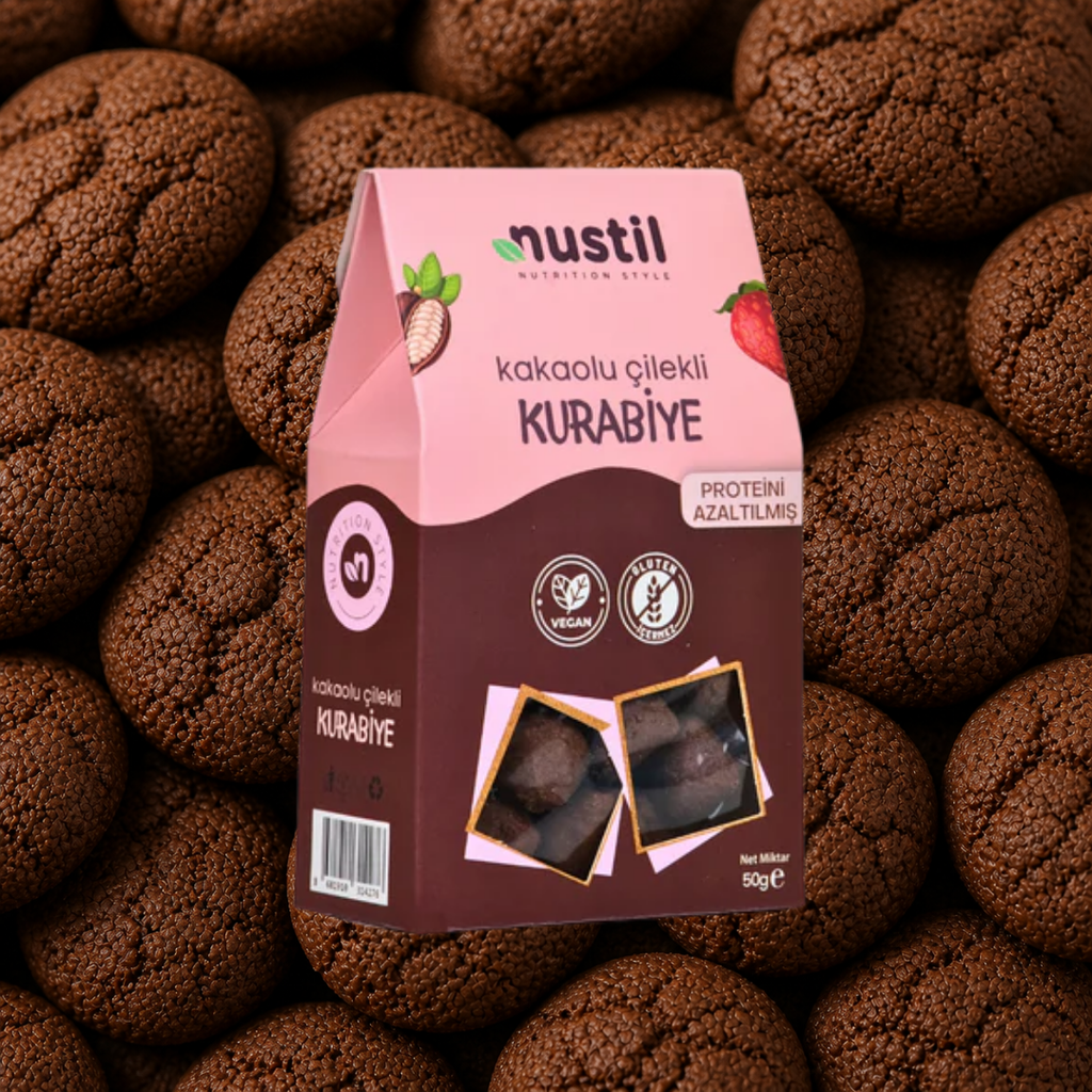 NUSTİL Proteini Azaltılmış Glutensiz Kakaolu Çilekli Kurabiye 50g