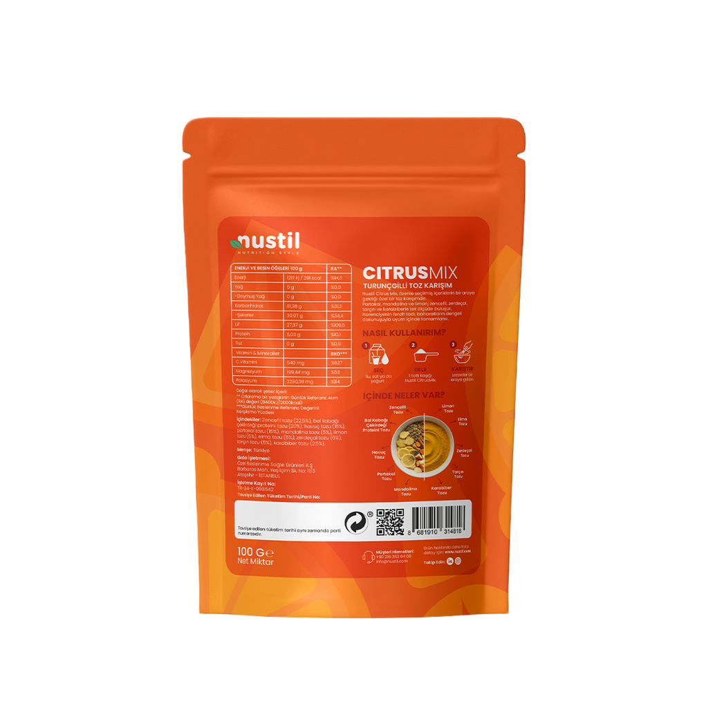 NUSTİL Citrus Mix Turunçgilli Toz Karışım 100g
