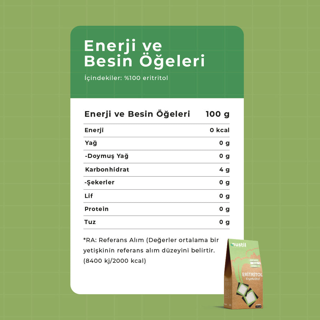 NUSTİL Eritritol (Erythritol) Besin Değerleri