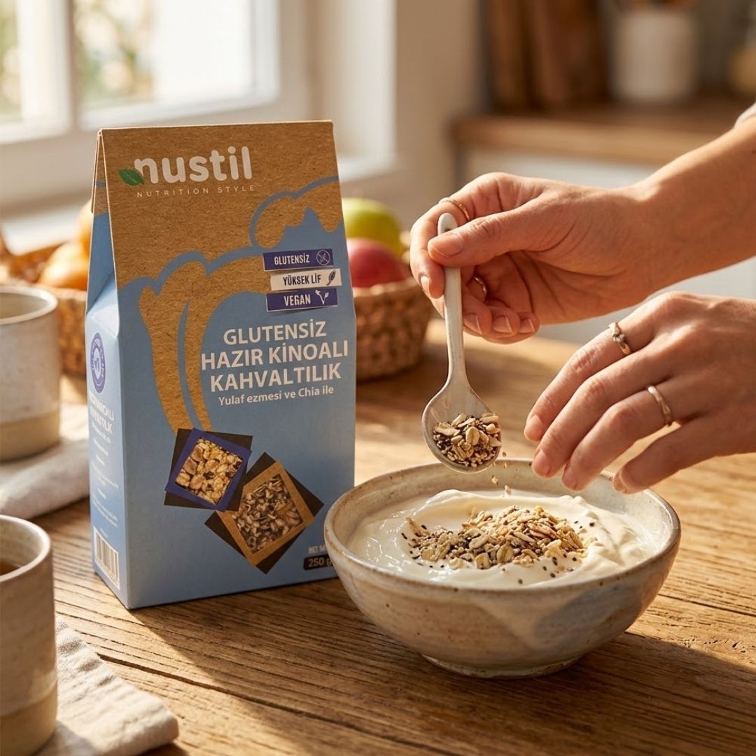 NUSTİL Glutensiz Hazır Kinoalı Kahvaltılık + Yulaf Ezmesi + Chia 250g