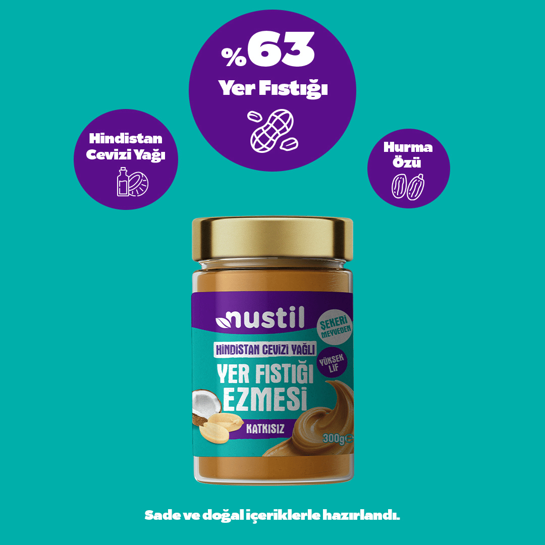 NUSTİL Hindistan Cevizi Yağlı Yer Fıstığı Ezmesi 300g