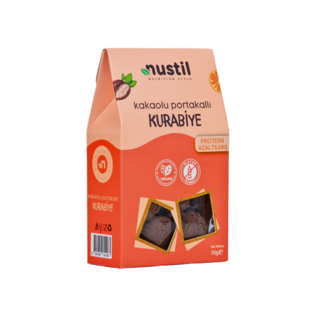 NUSTİL Proteini Azaltılmış Glutensiz Kakaolu Portakallı Kurabiye 