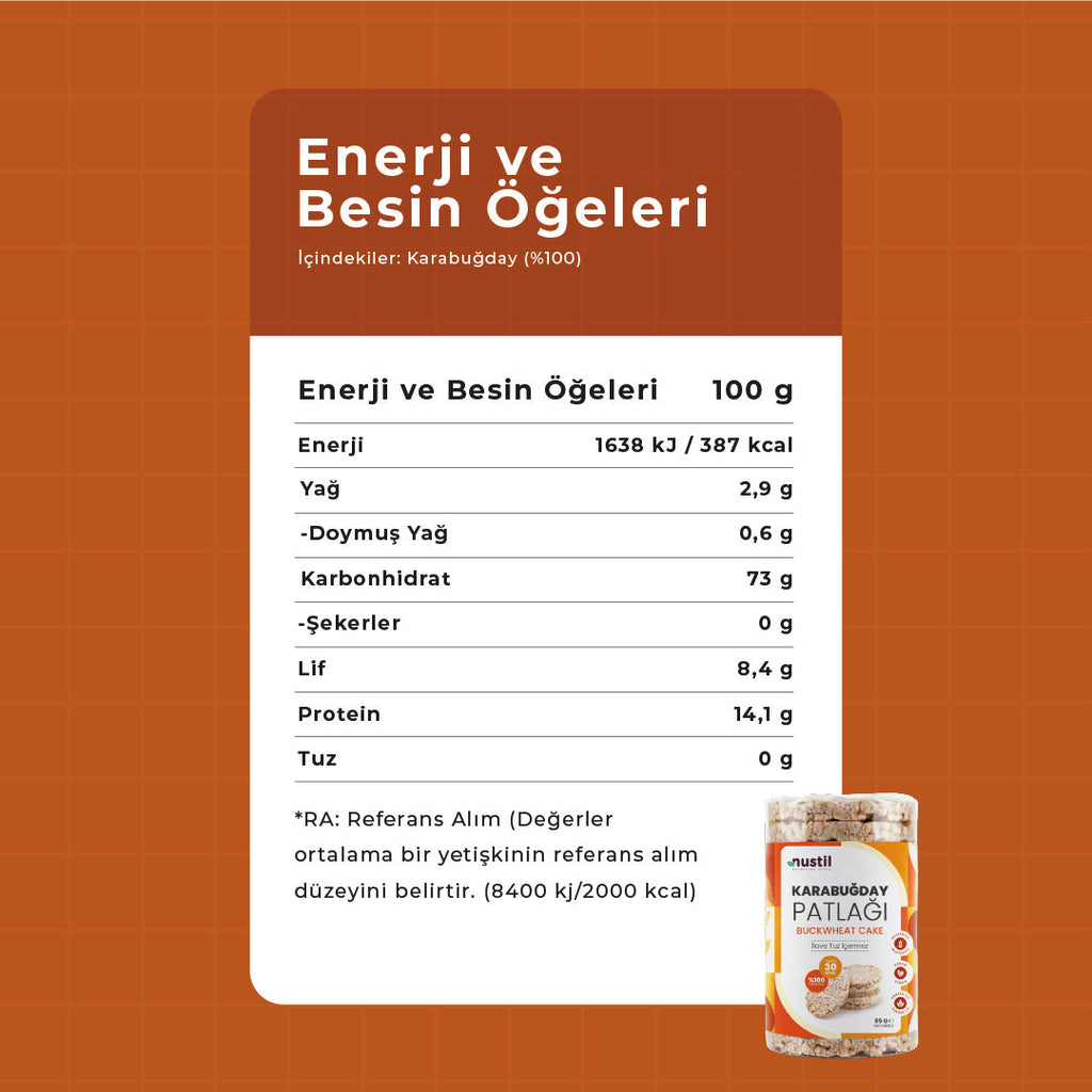 NUSTİL Karabuğday Patlağı Besin Değerleri
