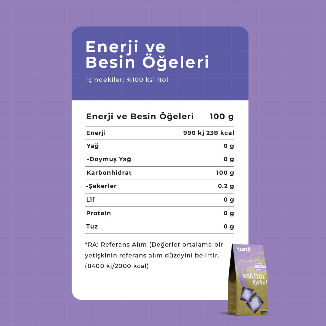 NUSTİL Ksilitol - Xylitol Besin Değerleri