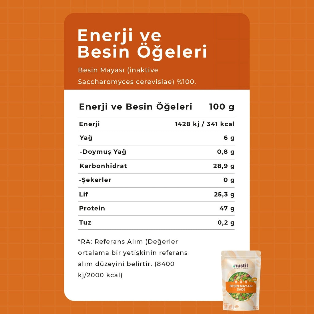 NUSTİL Besin Mayası Besin Değerleri